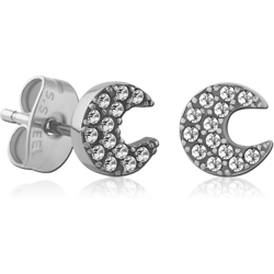 SURGICAL STEEL GRADE 316L JEWELED EAR STUDS PAIR