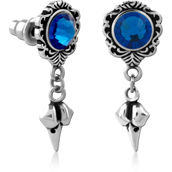 SURGICAL STEEL GRADE 316L JEWELED EAR STUDS PAIR