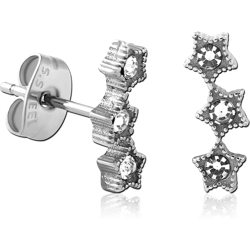 SURGICAL STEEL GRADE 316L JEWELED EAR STUDS PAIR