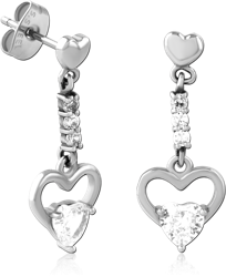 SURGICAL STEEL GRADE 316L JEWELED EAR STUDS PAIR