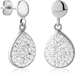 SURGICAL STEEL GRADE 316L CRYSTALINE JEWELED EAR STUDS PAIR