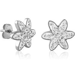 SURGICAL STEEL GRADE 316L CRYSTALINE JEWELED EAR STUDS PAIR