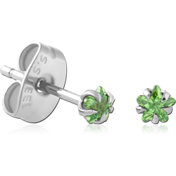PAIR OF SURGICAL STEEL GRADE 316L STAR PRONG SET JEWELED EAR STUDS