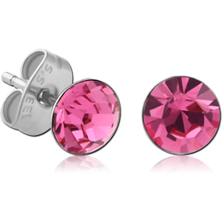 PAIR OF SURGICAL STEEL GRADE 316L JEWELED CUP EAR STUDS