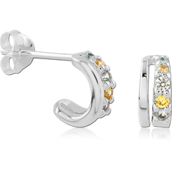 STERLING 925 SILVER PLATED JEWELED EAR STUDS PAIR