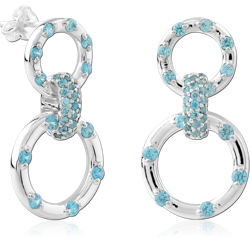 STERLING 925 SILVER PLATED JEWELED EAR STUDS PAIR