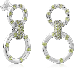 STERLING 925 SILVER PLATED JEWELED EAR STUDS PAIR