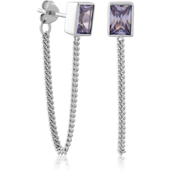 STERLING 925 SILVER PLATED JEWELED EAR STUDS PAIR