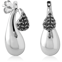 STERLING 925 SILVER PLATED JEWELED EAR STUDS PAIR