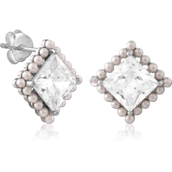 STERLING 925 SILVER EAR STUDS PAIR SPECIAL NEW DESIGN