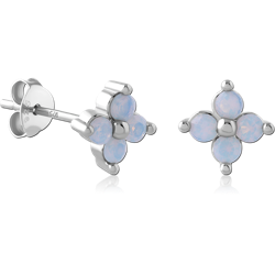 STERLING 925 SILVER PLATED JEWELED EAR STUDS PAIR SPECIAL NEW DESIGN