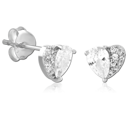 STERLING 925 SILVER PLATED JEWELED EAR STUDS PAIR SPECIAL NEW DESIGN