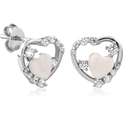 STERLING 925 SILVER PLATED JEWELED EAR STUDS PAIR SPECIAL NEW DESIGN