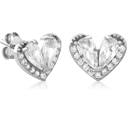 STERLING 925 SILVER PLATED JEWELED EAR STUDS PAIR SPECIAL NEW DESIGN