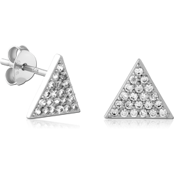 STERLING 925 SILVER PLATED JEWELED EAR STUDS PAIR