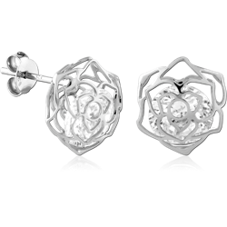 STERLING 925 SILVER PLATED JEWELED EAR STUDS PAIR