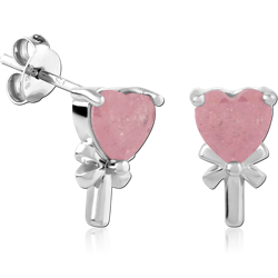 STERLING 925 SILVER PLATED JEWELED EAR STUDS PAIR