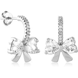 STERLING 925 SILVER PLATED JEWELED EAR STUDS PAIR