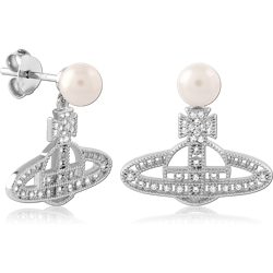 STERLING 925 SILVER PLATED JEWELED EAR STUDS PAIR