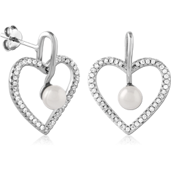 STERLING 925 SILVER PLATED JEWELED EAR STUDS PAIR