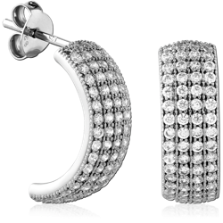 STERLING 925 SILVER PLATED JEWELED EAR STUDS PAIR