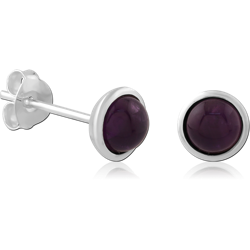 STERLING 925 SILVER PLATED JEWELED EAR STUDS PAIR