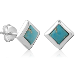 STERLING 925 SILVER PLATED JEWELED EAR STUDS PAIR