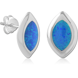 STERLING 925 SILVER PLATED JEWELED EAR STUDS PAIR