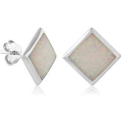 STERLING 925 SILVER PLATED JEWELED EAR STUDS PAIR