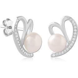 STERLING 925 SILVER PLATED JEWELED EAR STUDS PAIR
