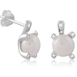 STERLING 925 SILVER PLATED JEWELED EAR STUDS PAIR