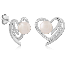 STERLING 925 SILVER PLATED JEWELED EAR STUDS PAIR