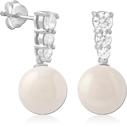 STERLING 925 SILVER PLATED JEWELED EAR STUDS PAIR