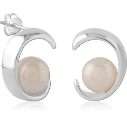 STERLING 925 SILVER PLATED JEWELED EAR STUDS PAIR