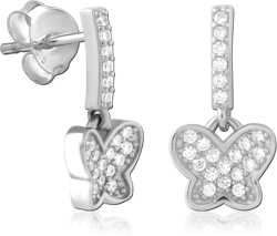 STERLING 925 SILVER PLATED JEWELED EAR STUDS PAIR