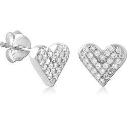 STERLING 925 SILVER PLATED JEWELED EAR STUDS PAIR