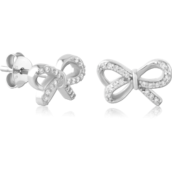 STERLING 925 SILVER PLATED JEWELED EAR STUDS PAIR