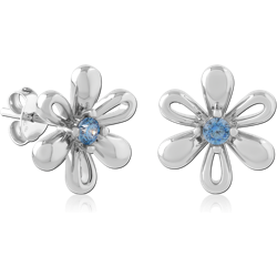 STERLING 925 SILVER PLATED JEWELED EAR STUDS PAIR