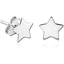 STERLING 925 SILVER EAR STUDS PAIR - 2D STAR