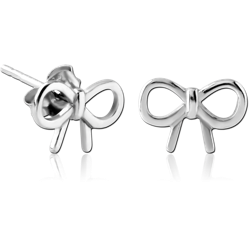 STERLING 925 SILVER EAR STUDS PAIR - BOW