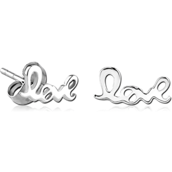 STERLING 925 SILVER EAR STUDS PAIR - LOVE