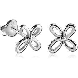 STERLING 925 SILVER EAR STUDS PAIR - FLOWER
