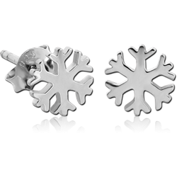STERLING 925 SILVER EAR STUDS PAIR - SNOWFLAKE