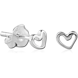 STERLING 925 SILVER EAR STUDS PAIR - HEART