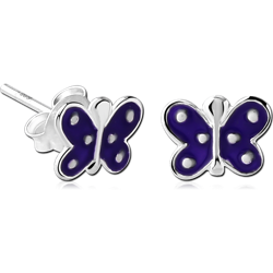 STERLING SILVER METAL PURITY 925 EAR STUDS PAIR - BUTTERFLY