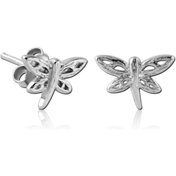 STERLING 925 SILVER EAR STUDS PAIR - DRAGONFLY