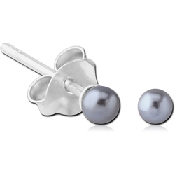 STERLING 925 SILVER EAR STUDS SYNTHETIC 4MM PEARL