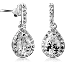 STERLING 925 SILVER JEWELED EAR STUDS PAIR