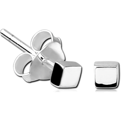 STERLING 925 SILVER EAR STUDS PAIR - SQUARE
