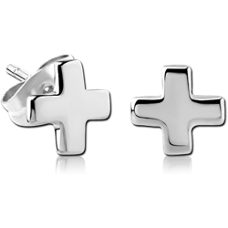 STERLING 925 SILVER PLATED EAR STUDS PAIR - CROSS